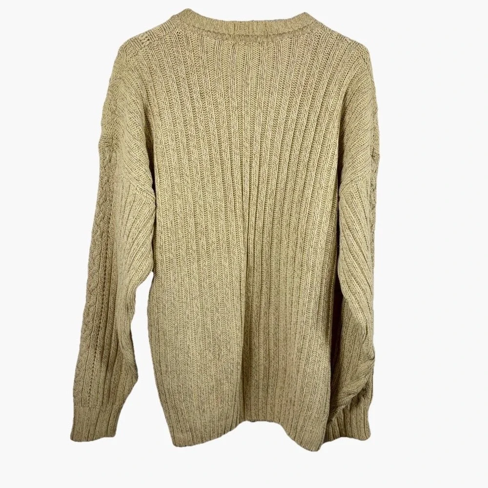 Vintage Gant Sweater Hand Framed Beige Tan Cable Knit Cotton Men L Y2K Fisherman